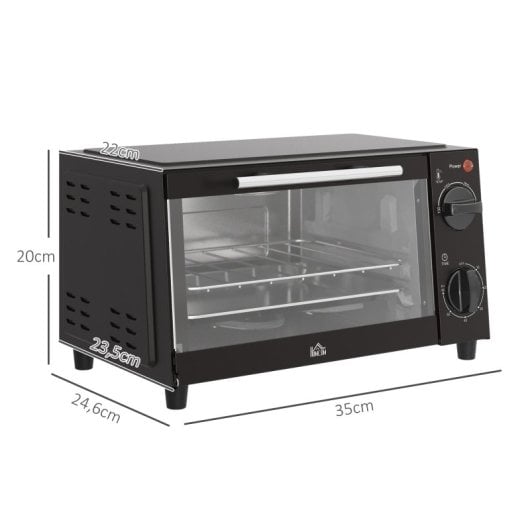 HOMCOM Mini Horno Eléctrico 9L 50W con Temperatura Ajustable Temporizador Negro