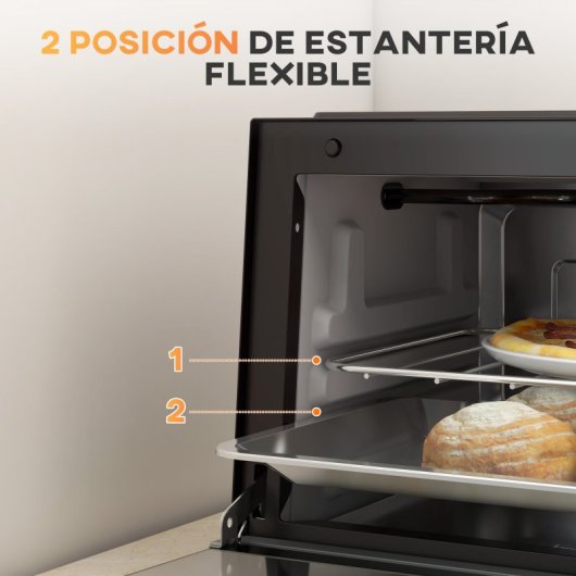 HOMCOM Mini Horno Eléctrico 9L 50W con Temperatura Ajustable Temporizador Negro
