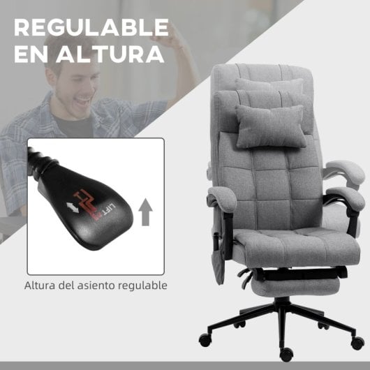 Vinsetto Silla De Masaje Con 6 Puntos De Masaje Y 5 Modos 66x76x112-120 Cm Gris
