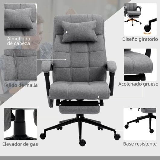 Vinsetto Silla De Masaje Con 6 Puntos De Masaje Y 5 Modos 66x76x112-120 Cm Gris