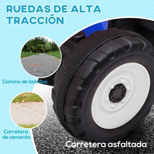 Trator elétrico Homcom com reboque para crianças de 3 a 6 anos 136,5x50x52,5 cm azul