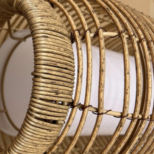 Outsunny Candeeiro De Jardim De Rotim Com Painel Solar Luzes Led Ø18x37 Cm Areia