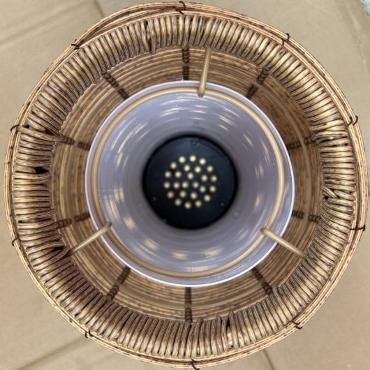 Outsunny Candeeiro De Jardim De Rotim Com Painel Solar Luzes Led Ø18x37 Cm Areia