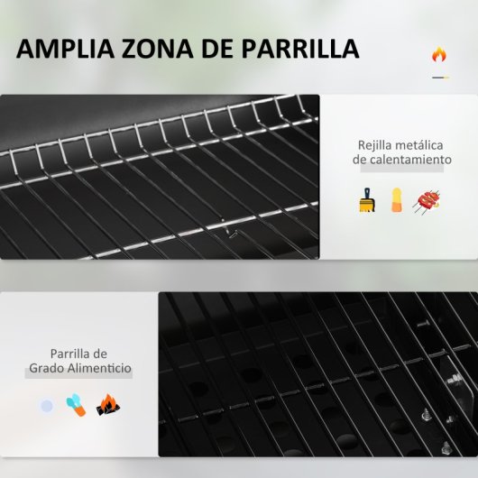 Outsunny Barbacoa De Carbón Con Ruedas Barbacoa Con Tapa 113x65x108 Cm Negro