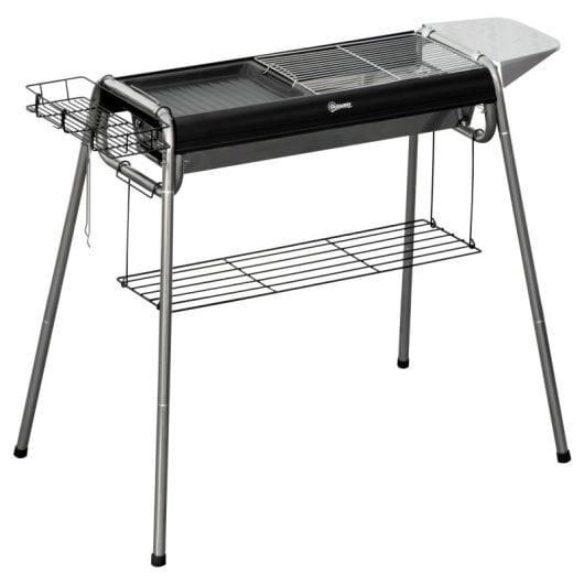 Outsunny Barbacoa De Carbón Barbacoa Portátil Con Parrilla 96x61x72 Cm Negro