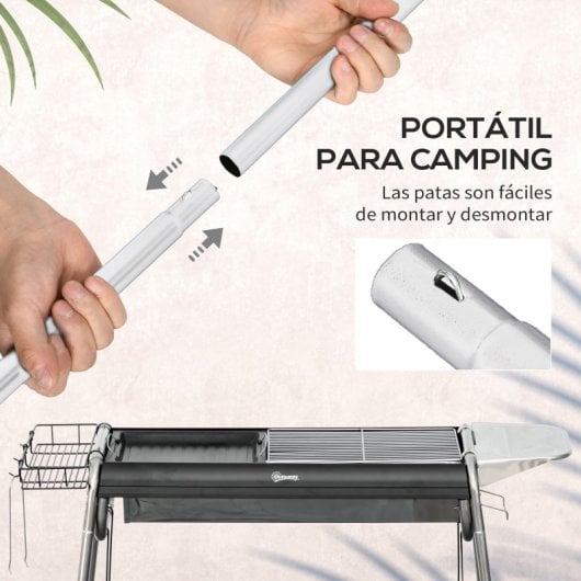 Outsunny Barbacoa De Carbón Barbacoa Portátil Con Parrilla 96x61x72 Cm Negro