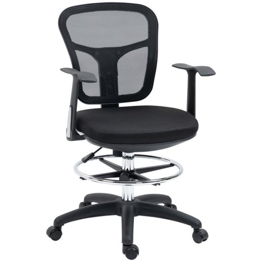 Vinsetto Silla De Dibujo Ergonómica De Malla Con Reposabrazos 59x59x95-115 Cm