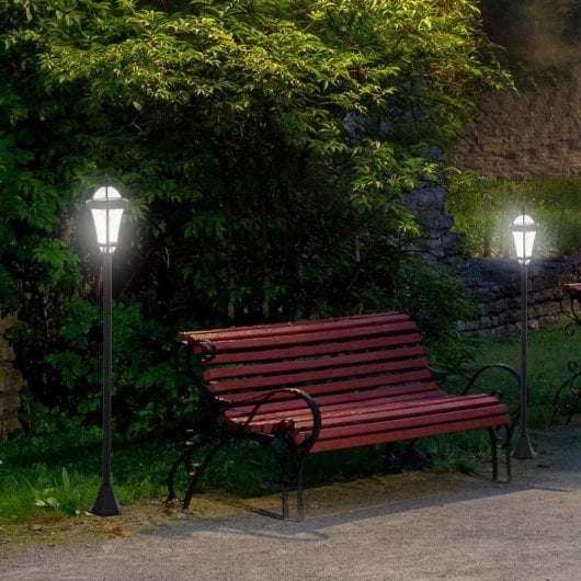 Outsunny 2 Farolas Solares 129 Cm Con 2 Luces Led Blanca 6000k Impermeable Ip44