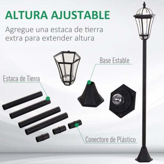 Outsunny 2 Farolas Solares 129 Cm Con 2 Luces Led Blanca 6000k Impermeable Ip44