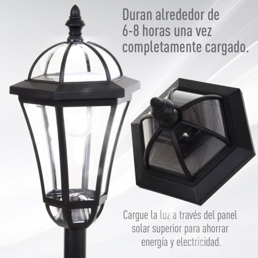 Outsunny 2 Farolas Solares 129 Cm Con 2 Luces Led Blanca 6000k Impermeable Ip44
