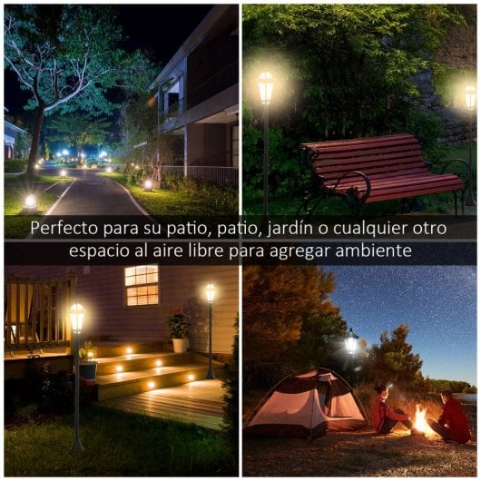 Outsunny 2 Farolas Solares 129 Cm Con 2 Luces Led Blanca 6000k Impermeable Ip44