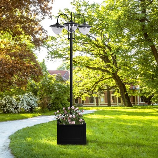 Outsunny Candeeiro Solar De Jardim 189 Cm Com 18 Luzes Led Branca Fria 6000k Ip44