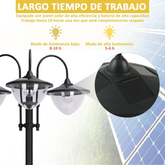 Outsunny Candeeiro Solar De Jardim 189 Cm Com 18 Luzes Led Branca Fria 6000k Ip44
