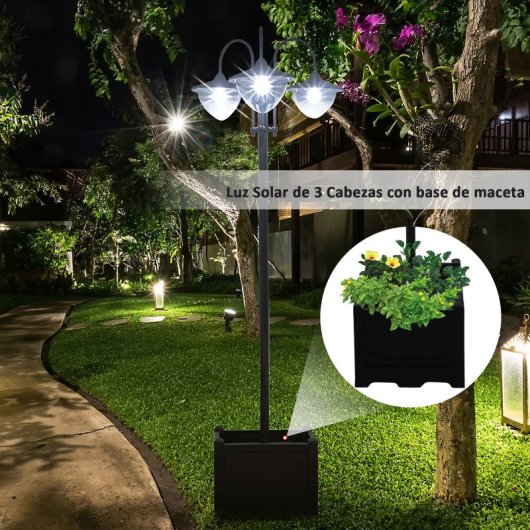 Outsunny Candeeiro Solar De Jardim 189 Cm Com 18 Luzes Led Branca Fria 6000k Ip44