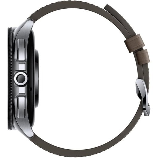 Montre intelligente Bluetooth Xiaomi Watch 2 Pro avec boîtier argenté et bracelet en cuir marron