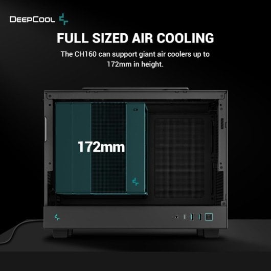 DeepCool CH160 Mini Tower ITX Cristal Templado USB-C Negra