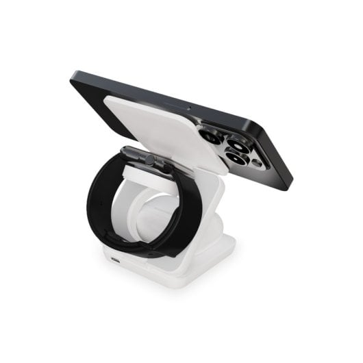 Ksix Cube 3 en 1 Cargador Inalámbrico Magsafe Y Qi, Apple Watch y Airpods 15w Blanco