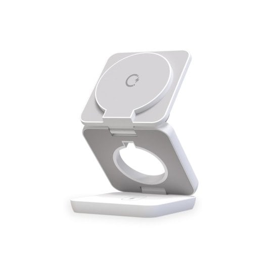 Ksix Cube 3 en 1 Cargador Inalámbrico Magsafe Y Qi, Apple Watch y Airpods 15w Blanco
