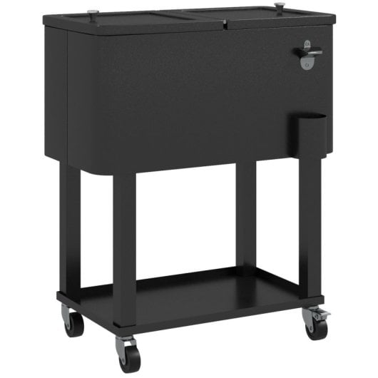 Outsunny Carro De Bebidas Refrigerado 56L Con Ruedas 67x35x80 Cm Negro