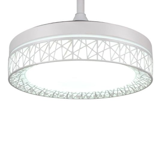 IluminaShop Ventilateur de Plafond LED Blanc 36W DC Ultra Silencieux avec Commande et Pales Rétractables