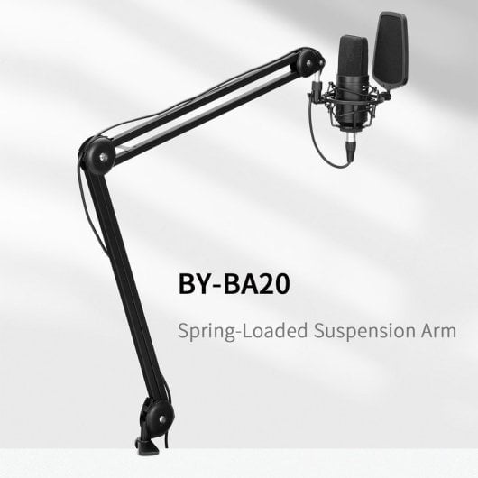 Braccio per microfono a sospensione a molla Boya BY-BA20 da 55 cm x 62 cm con adattatore da 3/8" a 5/8"