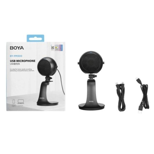 Microfone de mesa cardióide Boya By-pm300 USB Aux 3,5 mm