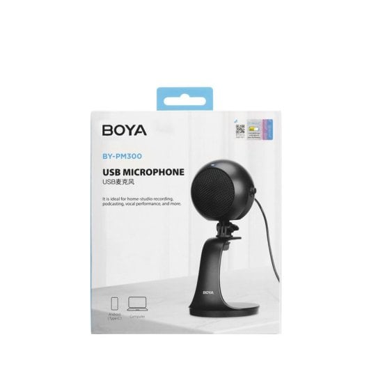 Microfone de mesa cardióide Boya By-pm300 USB Aux 3,5 mm