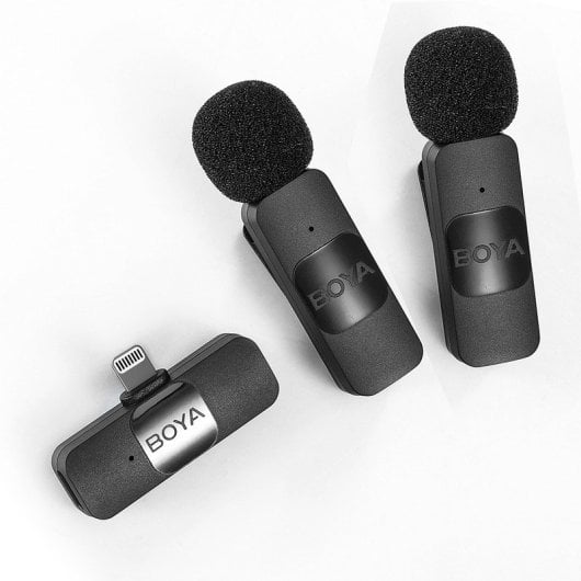 Boya BY-V2 Sistema de Micrófono Inalámbrico Transmisión Dual Omnidireccional Lightning iOS