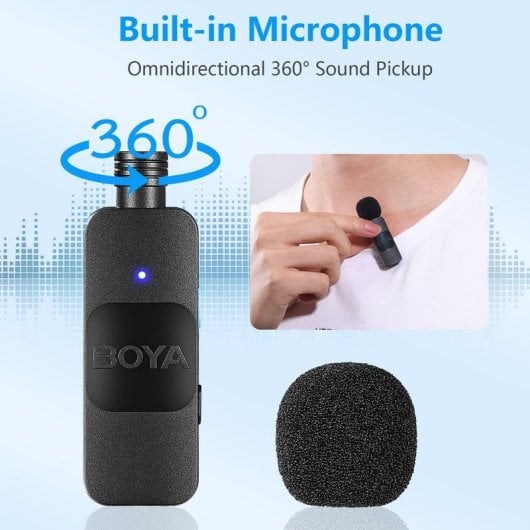 Boya BY-V2 Sistema de Micrófono Inalámbrico Transmisión Dual Omnidireccional Lightning iOS