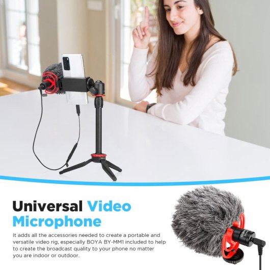 Boya BY-VG330 Kit de Video Vlogger para Smartphone con Micrófono de Condensación BY-MM1