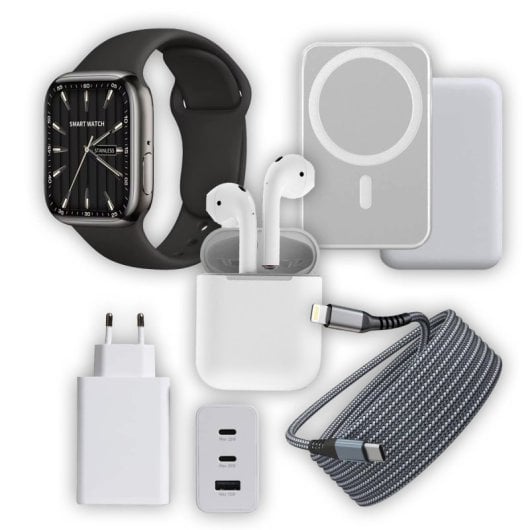 Klack Kit Essential para iPhone Smartwatch, Carregador, Auriculares, Powerbank e Cabos