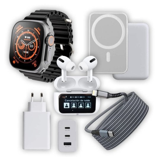Klack Kit Essential para iPhone Premium Smartwatch, Cargador, Auriculares, Powerbank y Cables