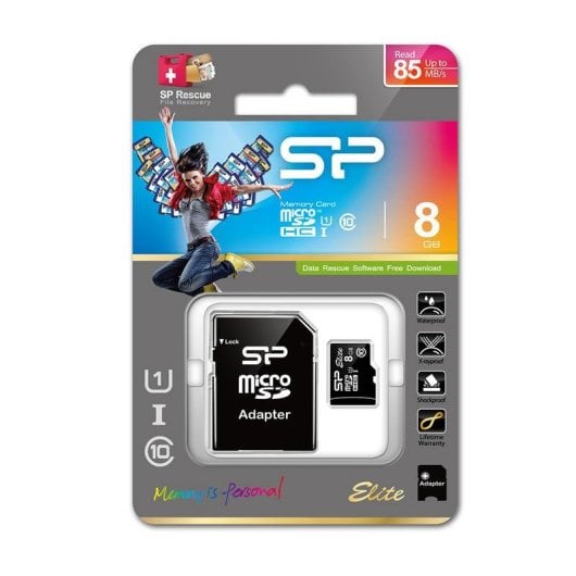 Carte MicroSD Silicon Power Elite 8GB UHS-I Classe 10 adaptateur SD
