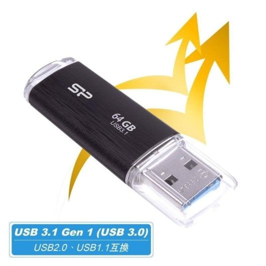 USB-Stick Silicon Power Blaze B02 64GB USB 3.2 Gen1 Schwarz Kappe