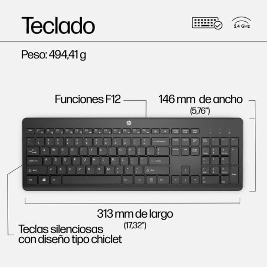 HP 230 Combo teclado y ratón inalámbricos negro