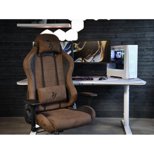Chaise gaming Arozzi Torretta SuperSoft marron accoudoirs 3D cadre métallique