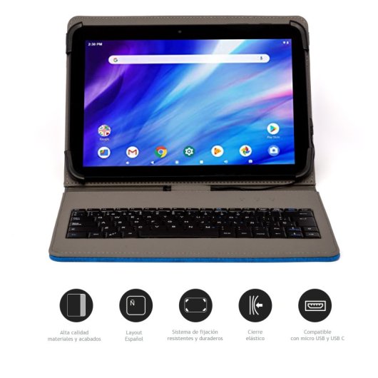 Nilox NXKB01 Blaue USB-Tastaturhülle für Tablets bis zu 10,5 Zoll