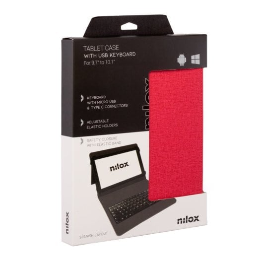 Nilox NXKB01 Funda con Teclado USB Roja para Tablets hasta 10.5"