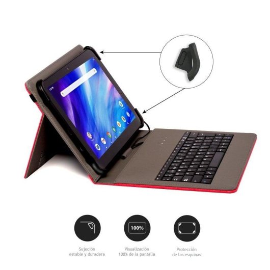 Capa com Teclado USB Nilox NXKB01 Vermelha para Tablets até 10,5"