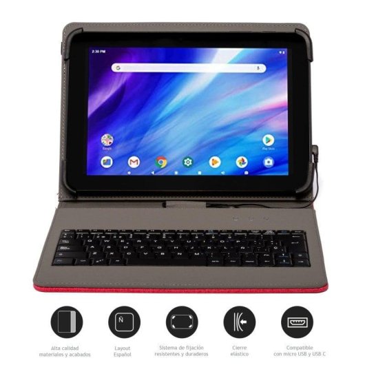Capa com Teclado USB Nilox NXKB01 Vermelha para Tablets até 10,5"
