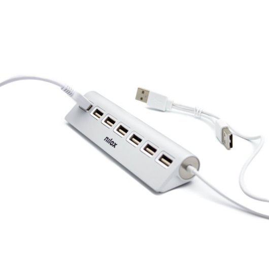 Nilox NXHU7ALU2 HUB 7 Puertos USB Gris
