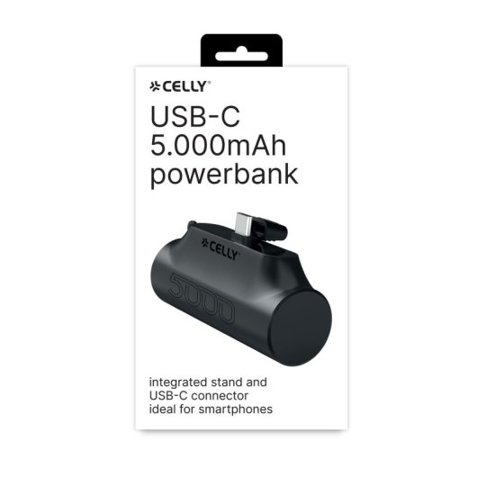 Celly 5000 BK PowerBank Compacta USB-C 5000 mAh Negro