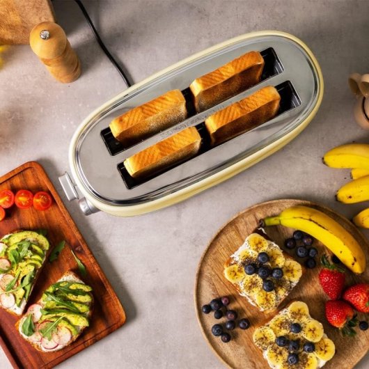 Cecotec Toast&Taste 1600 Retro Double Beige Tostadora 2 Ranuras 4 Rebanadas