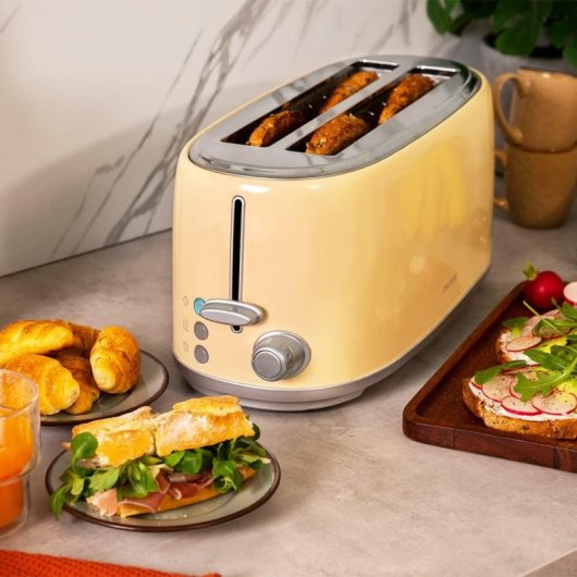 Cecotec Toast&Taste 1600 Retro Double Beige Tostadora 2 Ranuras 4 Rebanadas