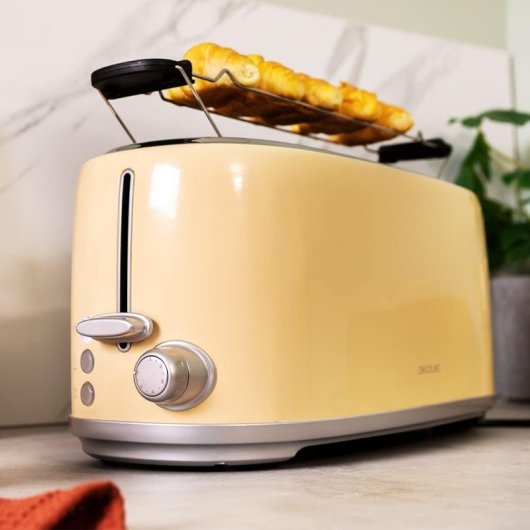 Cecotec Toast&Taste 1600 Retro Double Beige Tostadora 2 Ranuras 4 Rebanadas