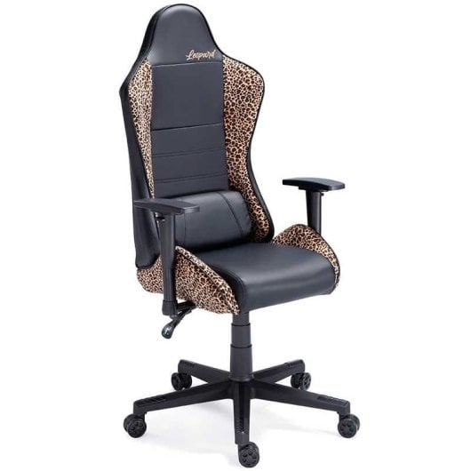 Adec Silla Gaming Jordan Altura Ajustable/reclinable+cojín Lumbar Negro/leopardo 123-133x70x70 Cm