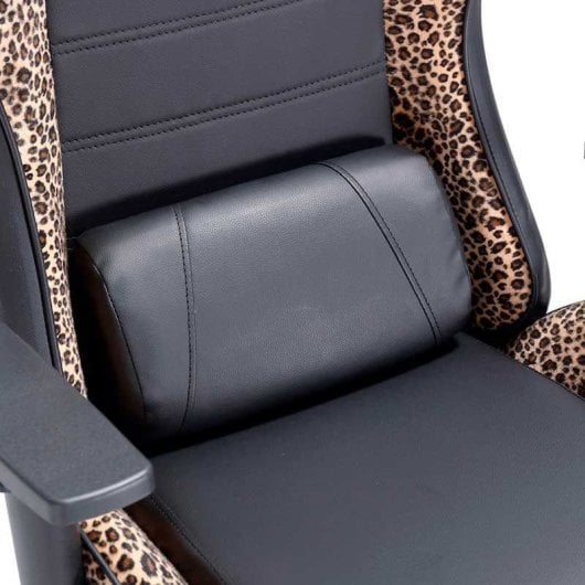 Adec Silla Gaming Jordan Altura Ajustable/reclinable+cojín Lumbar Negro/leopardo 123-133x70x70 Cm