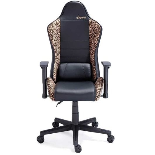 Adec Silla Gaming Jordan Altura Ajustable/reclinable+cojín Lumbar Negro/leopardo 123-133x70x70 Cm