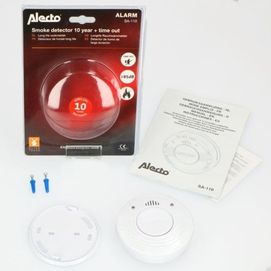 Alecto SA-110 Detector de Humo con 10 Años De Autonomía de la Batería y el Sensor Blanco