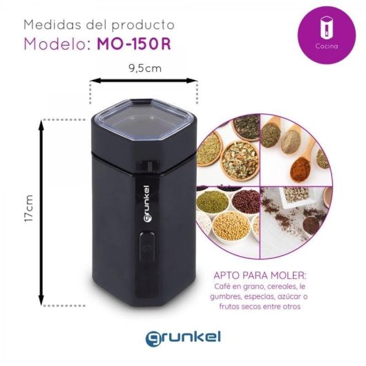 Molinillo eléctrico Grunkel MO-150R 150W 50g Negro